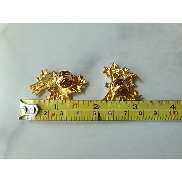 JJ Jonette Shooting Stars Sun and Moon Gold Tone Metal Pins, Vintage - Picture 8 of 10